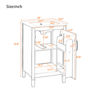 English Elm 20" Black Bathroom Vanity with Ceramic Sink, Soft-Close Door, U-Shaped Adjustable Shelf & Door Racks N729P299364B