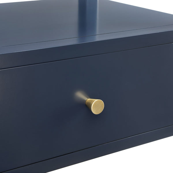 English Elm Olana Midnight Blue 1-Drawer Nightstand with Floating Top, Hidden Tray, Gold Pull & Spacious Shelf B050P376961
