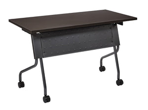OSP Home Furnishings 4' Nesting Training Table with Powder Coated Steel Frame and Flip Top for Offices Espresso 84224TE