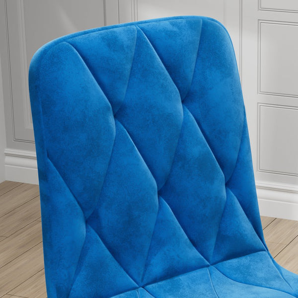 English Elm Dining PU Leather Chairs Set of 4 — Easy-Clean Upholstered Seats with Sturdy Iron Legs, Modern Comfort Blue W578P191316