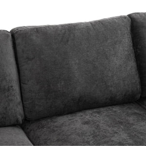 English Elm 86.6" Sectional Sofa Modular U-Shape Convertible Sofa Bed with Movable Ottoman, USB Ports & Chenille Comfort Black N719S002130B