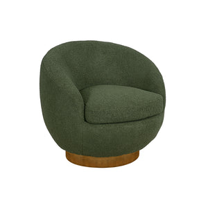 JLA Home INK+IVY - Shearling Barrel-Back Swivel Chair with 360° Wood Base — Plush Sherpa Upholstery, Mid-Century Flair Green II103-0579