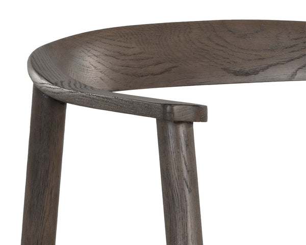 Sunpan Jeremy Mid-Century Dining Armchair - Exquisite Acacia Wood Craftsmanship for Timeless Elegance Dark Brown / Belfast Heather Grey