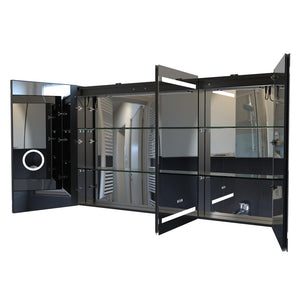 English Elm Matte Black Aluminum Medicine Cabinet with Led Lighting and Fog-free Vanity Mirror T3785P491992