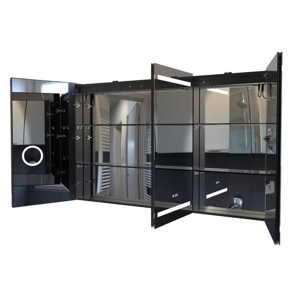 English Elm Matte Black Aluminum Medicine Cabinet with Led Lighting and Fog-free Vanity Mirror T3785P491992