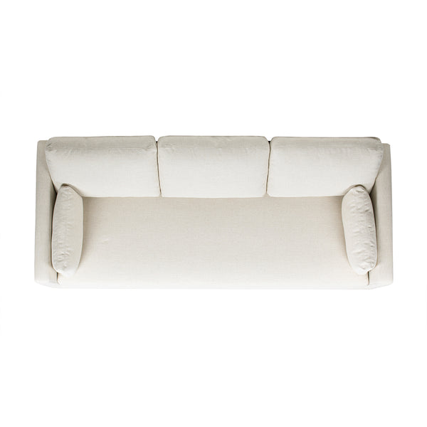 English Elm Jennifer Taylor Home - Knox 84" Modern Farmhouse Sofa in Flax White Linen — Feather-Down Foam, Removable Covers, Durable Fabric B2719P353145