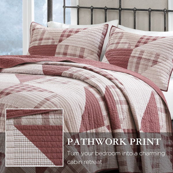 English Elm 3-piece Full Queen Quilt Set Knit Face Microfiber Reverse Farmhouse Bedroom Bedding B035P482963