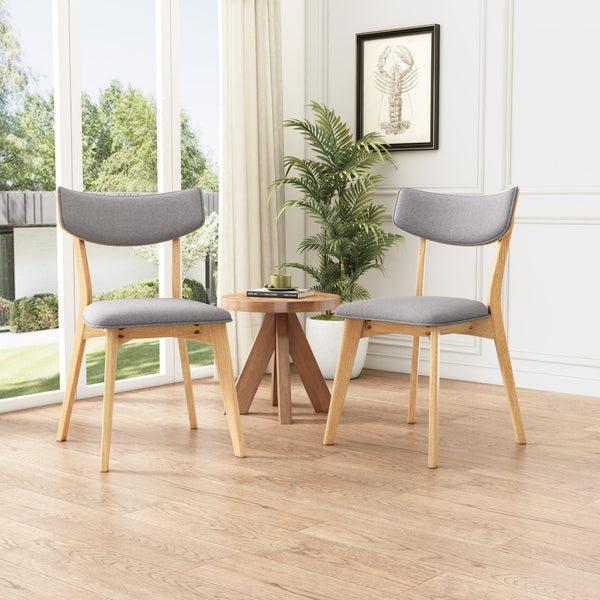 English Elm Caleb Mid Century Upholstered Dining Chairs Rubberwood Tapered Legs Set of 2 Dark Gray,Natural N768P379763O