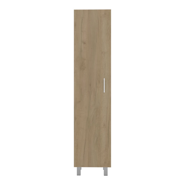 English Elm Vintro Tall Single Door Storage Cabinet with Metal Legs and Four Interior Shelves Natural Wood B070P487578