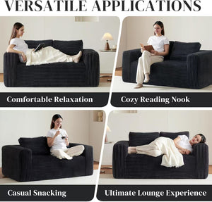 English Elm Cloud Loveseat Sofa Couch In A Box – Comfy 2-Seater Corduroy Sofa, No Assembly, Perfect For Small Spaces W3955P388720