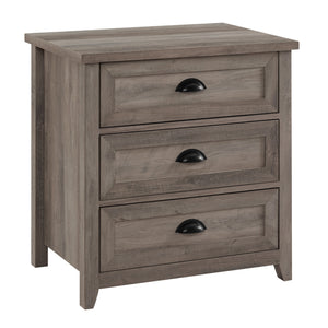 English Elm Walker Edison - Transitional Farmhouse 3-Drawer Nightstand with Framed Faces, Cup Handles, Smooth Glides, Durable MDF Finish Gray Wash 30 L x 22 W x 8 H B185P169301