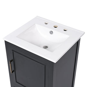 English Elm 20" Bathroom Vanity with Sink and Ceramic Top, Modern Freestanding Cabinet with Drawer & Shelf Storage, Adjustable Feet for Stability and 200lb Capacity Black N725P192821B