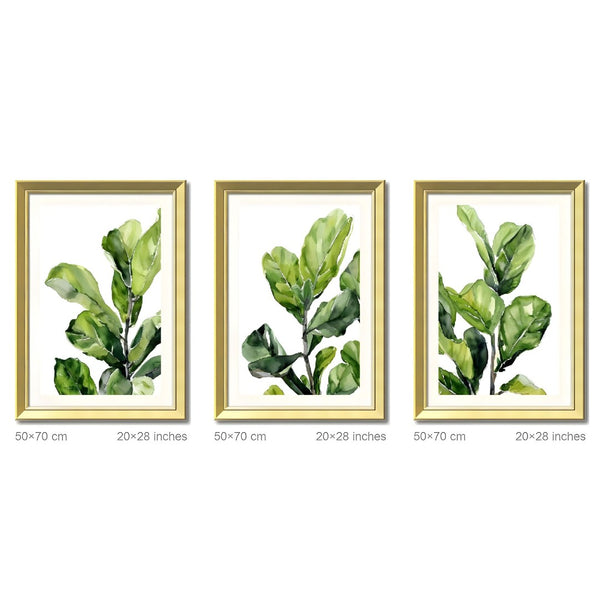 English Elm Set Of 3 Green Leaf Botanical Wall Art Prints – Modern Framed Decor For Living Room & Bedroom 20X28" T3976P383233-GIGA