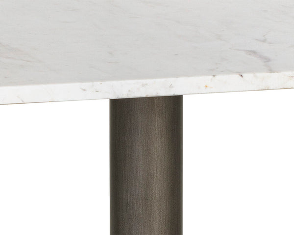Sunpan Claudia Bistro Table - Elegant Art Deco Design with Unique Marble Top and Pewter Steel Base for Dining 24W x 24D x 30H