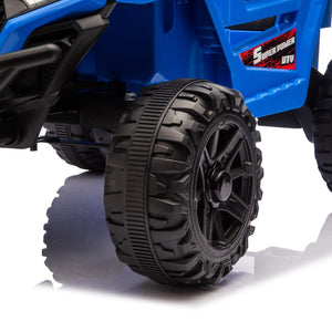 English Elm 12v Kids Electric Utv with 4-wheel Suspension Anti-collision Bar and 2-hour Battery Blue W1578P343327