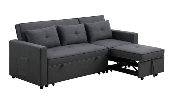 English Elm Zaira Linen Convertible Sleeper Sofa with Side Pocket for Small Spaces and Guests Dark Gray B2749S00190