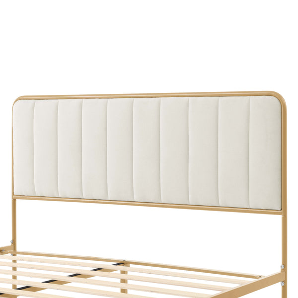 English Elm Ashley Tufted Queen Bed Frame in Beige Ice & Snow Velvet — Elegant Upholstered Headboard, Sturdy Design B343P383332