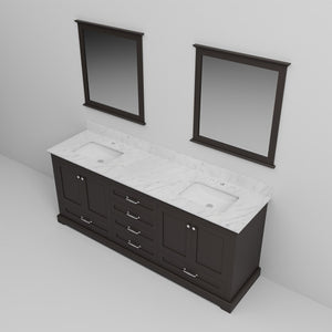 English Elm Espresso Double Bath Vanity With Carrara Marble Top & Mirrors – Elegant Storage For Luxurious Baths B2731S00820
