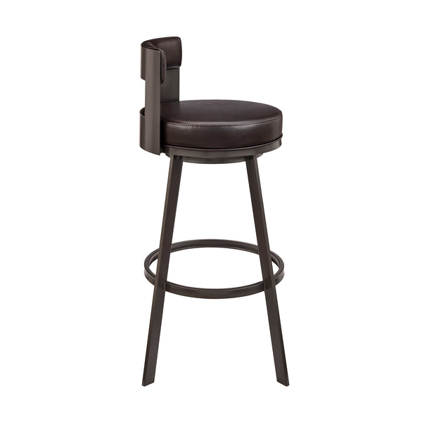 English Elm Zovelle Swivel Bar Stool Brown Faux Leather Upholstered 360° Swivel Counter or Bar Height Stool B2736P354300