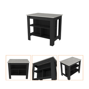 English Elm Brooklyn Kitchen Island with Spacious Top, Three Concealed Shelves, Legroom for Stool, Multicolor B128P148877