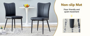 English Elm Table and Chair Set Rectangular Tempered Glass Top with 4 Black Pu Leather Seats W1151S04628