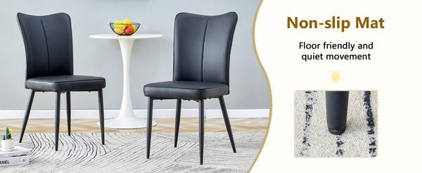 English Elm Table and Chair Set Rectangular Tempered Glass Top with 4 Black Pu Leather Seats W1151S04628