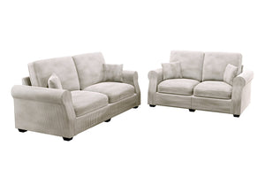 English Elm Contemporary Corduroy Sofa and Loveseat Set with Wooden Legs for Living Room B011S02181