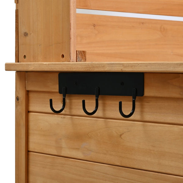 English Elm (assembly Video) Topmax Solid Fir Outdoor Potting Bench Grill Cart with Hutch Storage Natural Wood N717P404333A