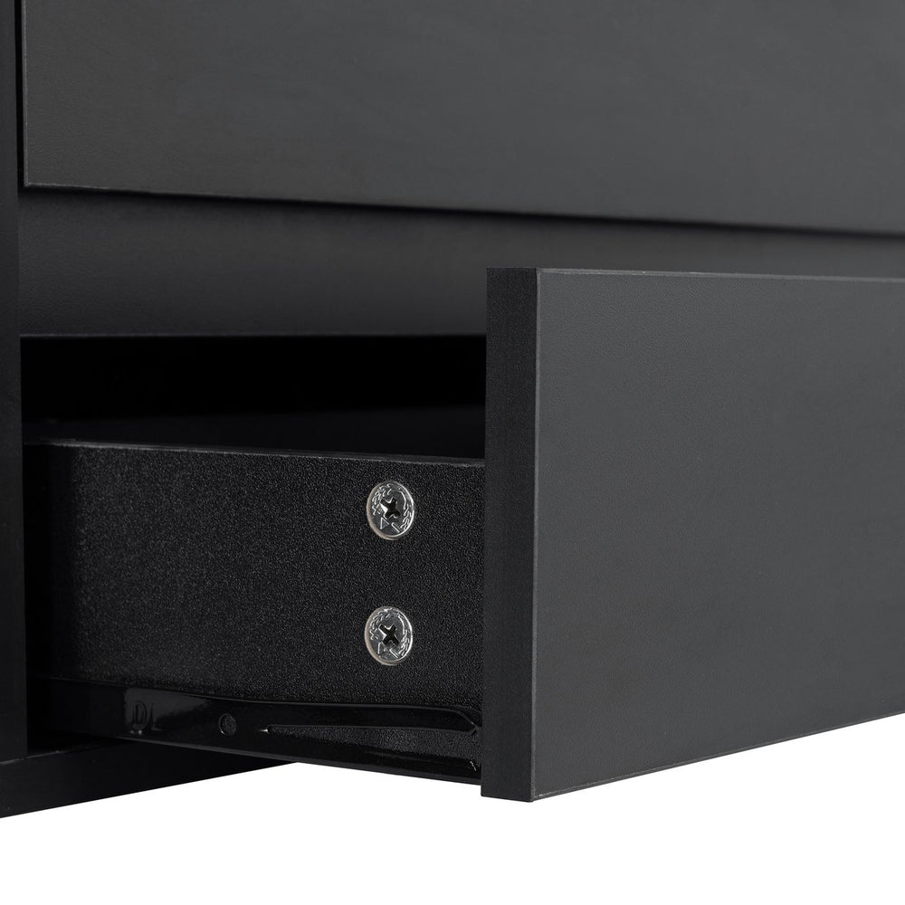 English Elm ON-TREND Modern APP-Controlled LED TV Stand for TVs up to 105" with Faux Marble Top, Tempered Glass Doors, Ample Storage, Cable Management, and High Load Capacity for Living Room Entertainment Center Black N721P171537B