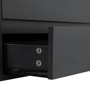 English Elm ON-TREND Modern APP-Controlled LED TV Stand for TVs up to 105" with Faux Marble Top, Tempered Glass Doors, Ample Storage, Cable Management, and High Load Capacity for Living Room Entertainment Center Black N721P171537B