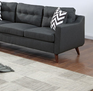 English Elm Modern 2-Piece Sofa Loveseat Set with Tufted Back Cushions, Geometric Throw Pillows & Tapered Legs Black 53 L x 31 W x 19 H B011S01305