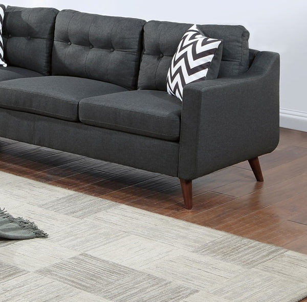 English Elm Modern 2-Piece Sofa Loveseat Set with Tufted Back Cushions, Geometric Throw Pillows & Tapered Legs Black 53 L x 31 W x 19 H B011S01305