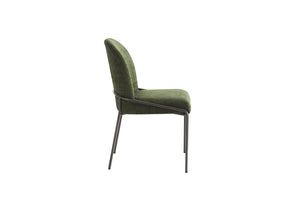 English Elm Modern Curved High Back Dining Chairs with Bronze Iron Frame Linen Upholstery Set of 2 N762P288935F