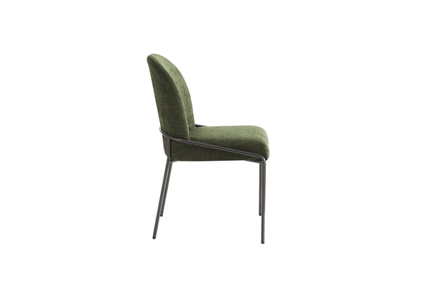 English Elm Modern Curved High Back Dining Chairs with Bronze Iron Frame Linen Upholstery Set of 2 N762P288935F