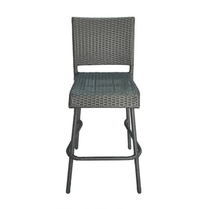 English Elm Christopher Knight Home® - 29" PE Rattan Armless Barstools Set of 2 – Weather-Resistant Wicker Seats with Curved Footrests for Patio Comfort Grey N772P236603E