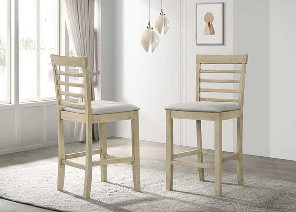 English Elm Beautiful 5Pc Counter Height Dining Set with Square Wood Table and Upholstered Side Chairs, Elegant Finish Cream 38.6 L x 37.4 W x 4.7 H B011S01297