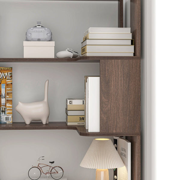 English Elm 90cm L-shaped Corner Bookcase Five Tier Mdf Open Shelving Unit for Home Office W2899P444161