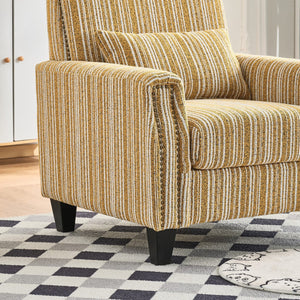 English Elm Modern Striped Upholstered Accent Chair with Arms, Nailhead Trim, Solid Wood Frame and Plush Foam Seating Yellow W3373P363921