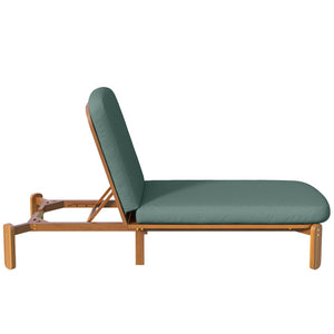 English Elm Outdoor Acacia Wood Chaise Lounge Reclining Patio Chair with Cushion for Poolside N719P445623F