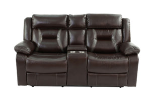 English Elm Modern Reclining Loveseat and Chair Set Leatherette Tufted with Cup Holders B011S02429