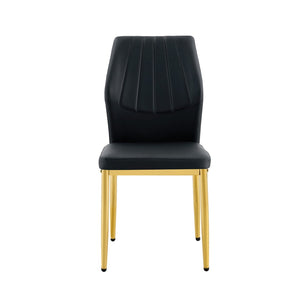 English Elm Table and Chair Set Marble Glass Top Gold Legs Modern 5 Piece Dining for Small Spaces Black,White+Gold W1151S04652