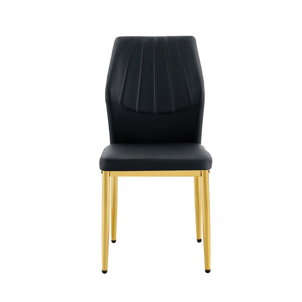 English Elm Table and Chair Set Marble Glass Top Gold Legs Modern 5 Piece Dining for Small Spaces Black,White+Gold W1151S04652