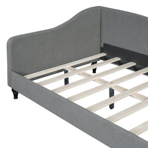 English Elm Twin L-Shaped Linen Daybed with Solid Wood Legs — Semi-Enclosed Modern Design, Durable Support Gray SF100145AAE