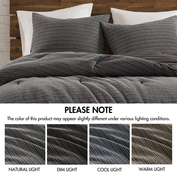 English Elm 3PCS King Comforter Set – Plush Washed Microfiber Comforter & Shams, Hypoallergenic 100% Poly Fill Luxury Charcoal 23 L x 21 W x 13 H B035P341107