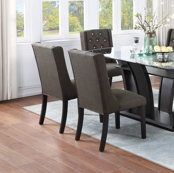 English Elm Modern Fabric Tufted Dining Chairs Set of 2, Ash Black Wingback Accent Seats, Rubberwood & MDF, 20"H Seat Durable Upholstery Comfort Stylish Design B011P194025