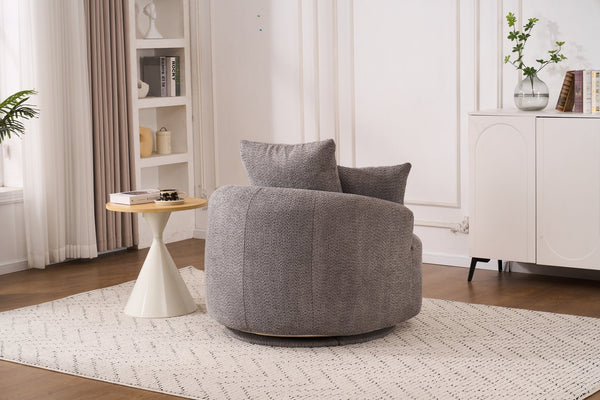 English Elm 360° Swivel Chair upholstered barrel accent chair with plush high-resilience foam and pillows for comfort Gray W2231P261425