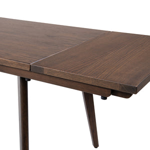 English Elm Jennifer Taylor Home - Capri Solid Red Oak 59–90.5" Extendable Dining Table for 6–8 with Mid-Century Tapered Legs and Grain Dark Brown B2719P395576