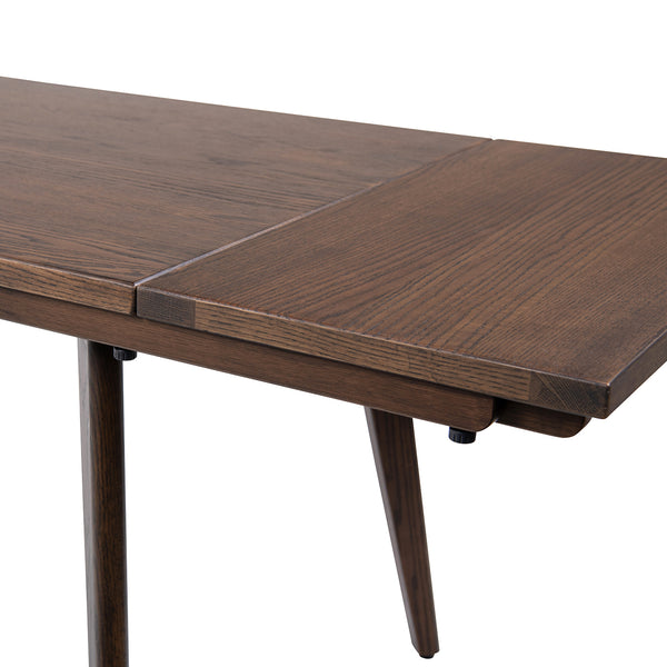 English Elm Jennifer Taylor Home - Capri Solid Red Oak 59–90.5" Extendable Dining Table for 6–8 with Mid-Century Tapered Legs and Grain Dark Brown B2719P395576