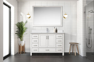 English Elm White Bath Vanity With Elegant Quartz Top & Ample Storage - Modern Design For Your Bathroom! B2731P259065-GIGA