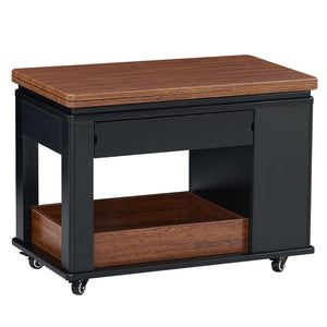 English Elm 27.6'' Modern Multi-Function Coffee Table with Foldable Top, Casters, Multi-Tier Storage & Drawer Black,Walnut N735P328521B